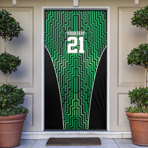 Custom Basketball New Zealand Door Cover Green Maori Ta Moko Indigenous - Aussie Hoodie