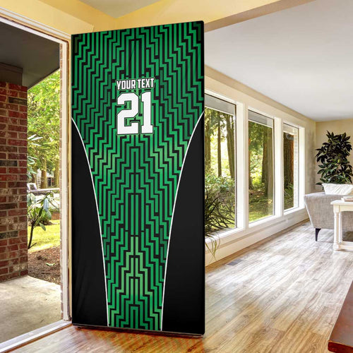 Custom Basketball New Zealand Door Cover Green Maori Ta Moko Indigenous - Aussie Hoodie
