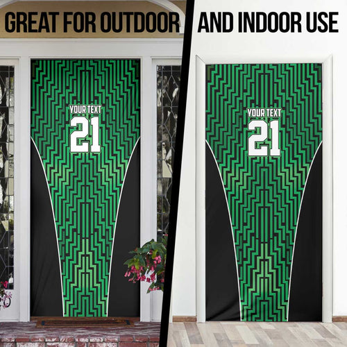 Custom Basketball New Zealand Door Cover Green Maori Ta Moko Indigenous - Aussie Hoodie