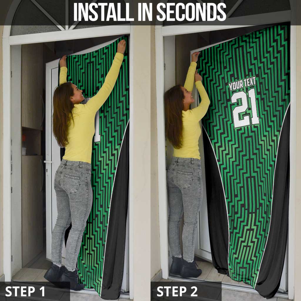 Custom Basketball New Zealand Door Cover Green Maori Ta Moko Indigenous - Aussie Hoodie