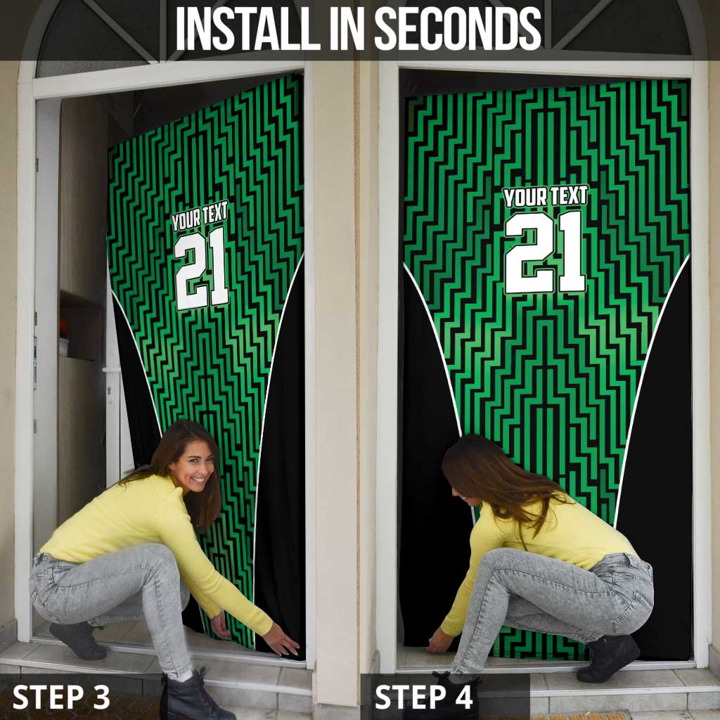 Custom Basketball New Zealand Door Cover Green Maori Ta Moko Indigenous - Aussie Hoodie