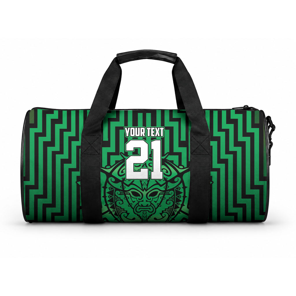 Custom Basketball New Zealand Duffle Bag Green Maori Ta Moko Indigenous