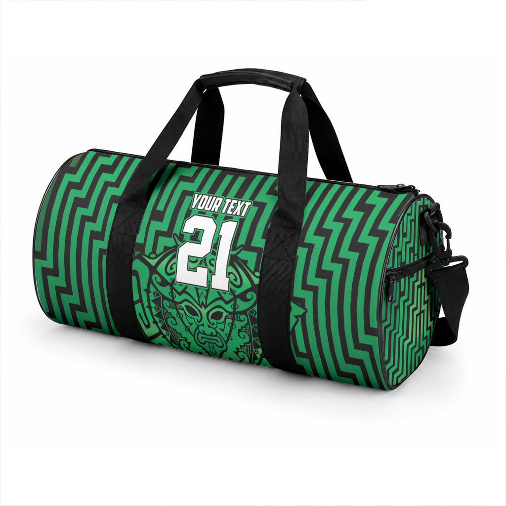 Custom Basketball New Zealand Duffle Bag Green Maori Ta Moko Indigenous