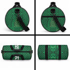 Custom Basketball New Zealand Duffle Bag Green Maori Ta Moko Indigenous