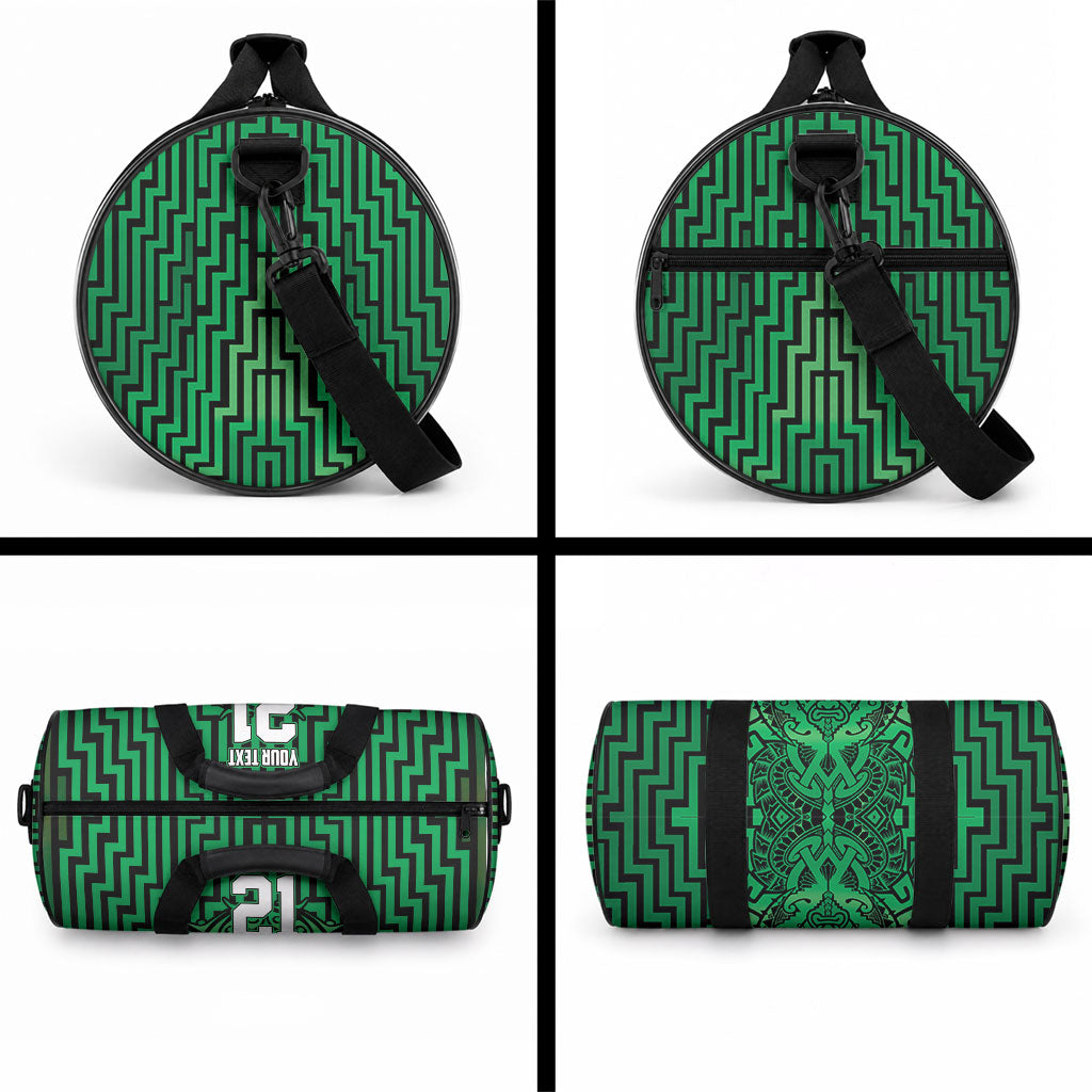 Custom Basketball New Zealand Duffle Bag Green Maori Ta Moko Indigenous
