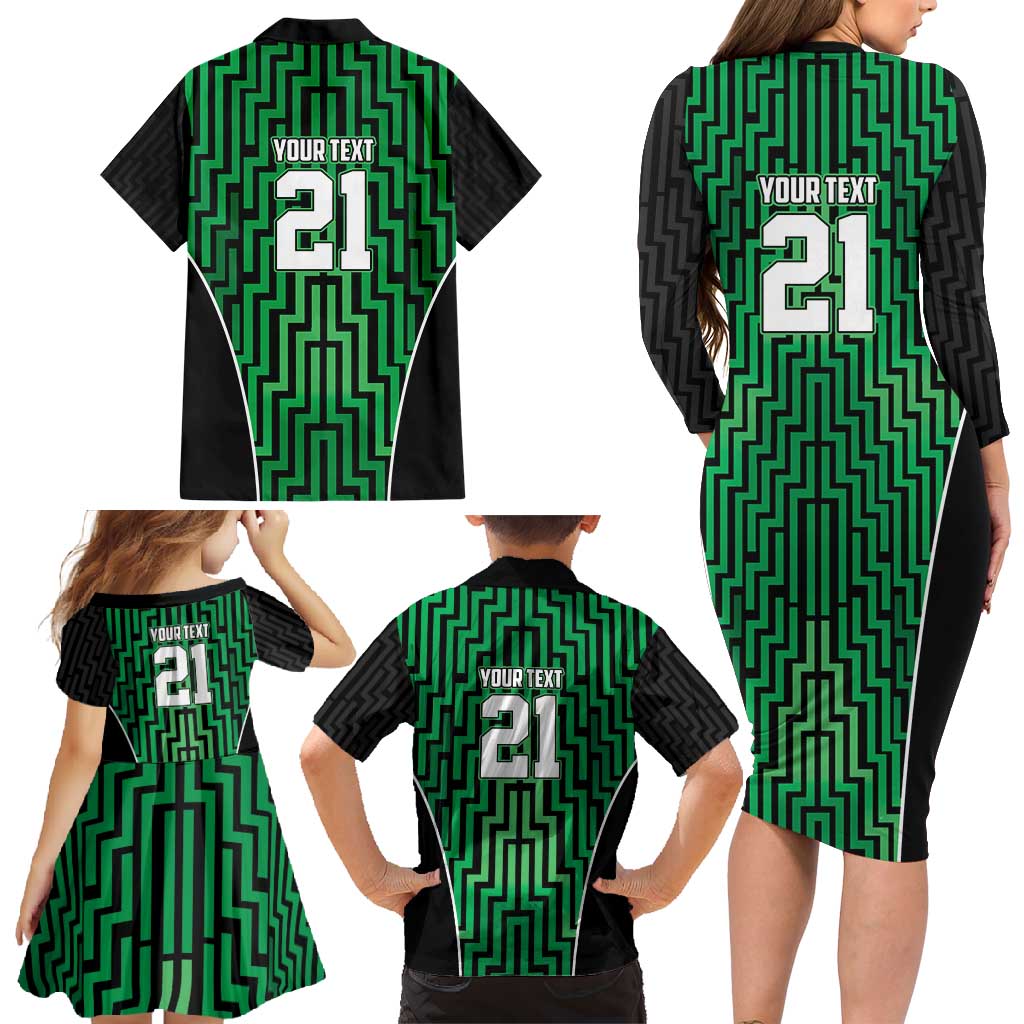 Custom Basketball New Zealand Family Matching Long Sleeve Bodycon Dress and Hawaiian Shirt Green Maori Ta Moko Indigenous - Aussie Hoodie