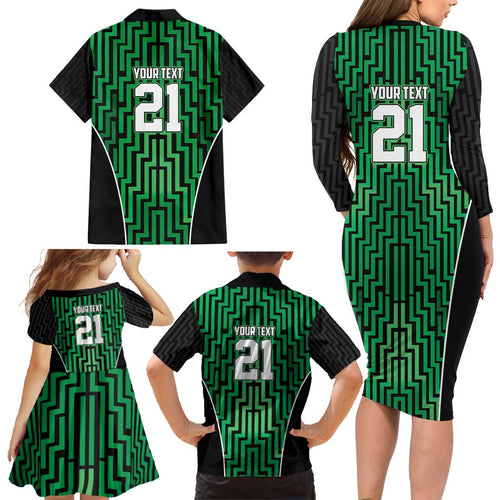 Custom Basketball New Zealand Family Matching Long Sleeve Bodycon Dress and Hawaiian Shirt Green Maori Ta Moko Indigenous - Aussie Hoodie