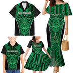 Custom Basketball New Zealand Family Matching Mermaid Dress and Hawaiian Shirt Green Maori Ta Moko Indigenous - Aussie Hoodie