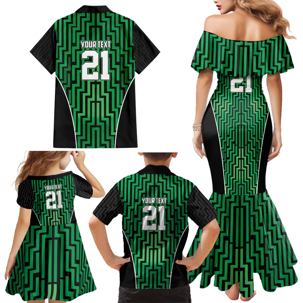 Custom Basketball New Zealand Family Matching Mermaid Dress and Hawaiian Shirt Green Maori Ta Moko Indigenous - Aussie Hoodie