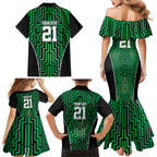 Custom Basketball New Zealand Family Matching Mermaid Dress and Hawaiian Shirt Green Maori Ta Moko Indigenous - Aussie Hoodie