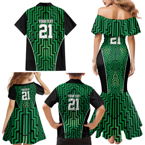 Custom Basketball New Zealand Family Matching Mermaid Dress and Hawaiian Shirt Green Maori Ta Moko Indigenous - Aussie Hoodie