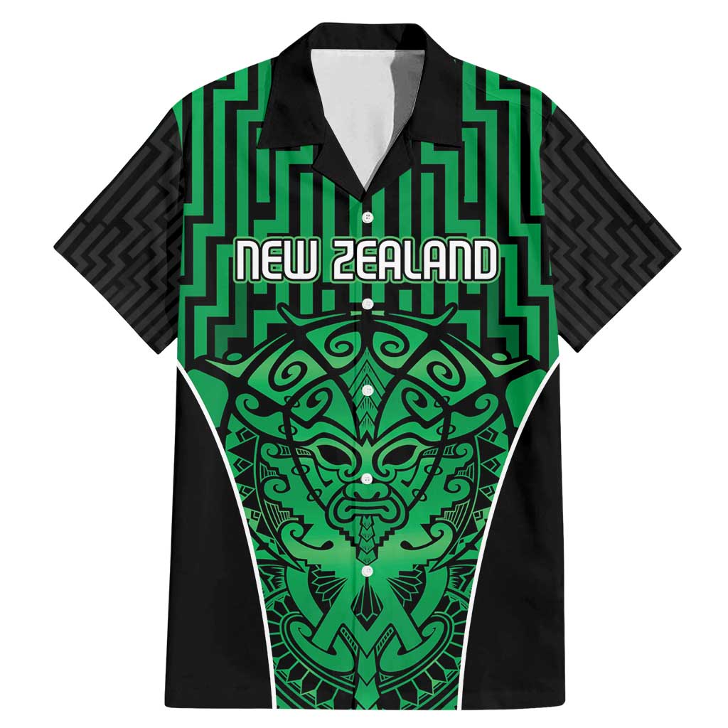 Custom Basketball New Zealand Family Matching Mermaid Dress and Hawaiian Shirt Green Maori Ta Moko Indigenous - Aussie Hoodie