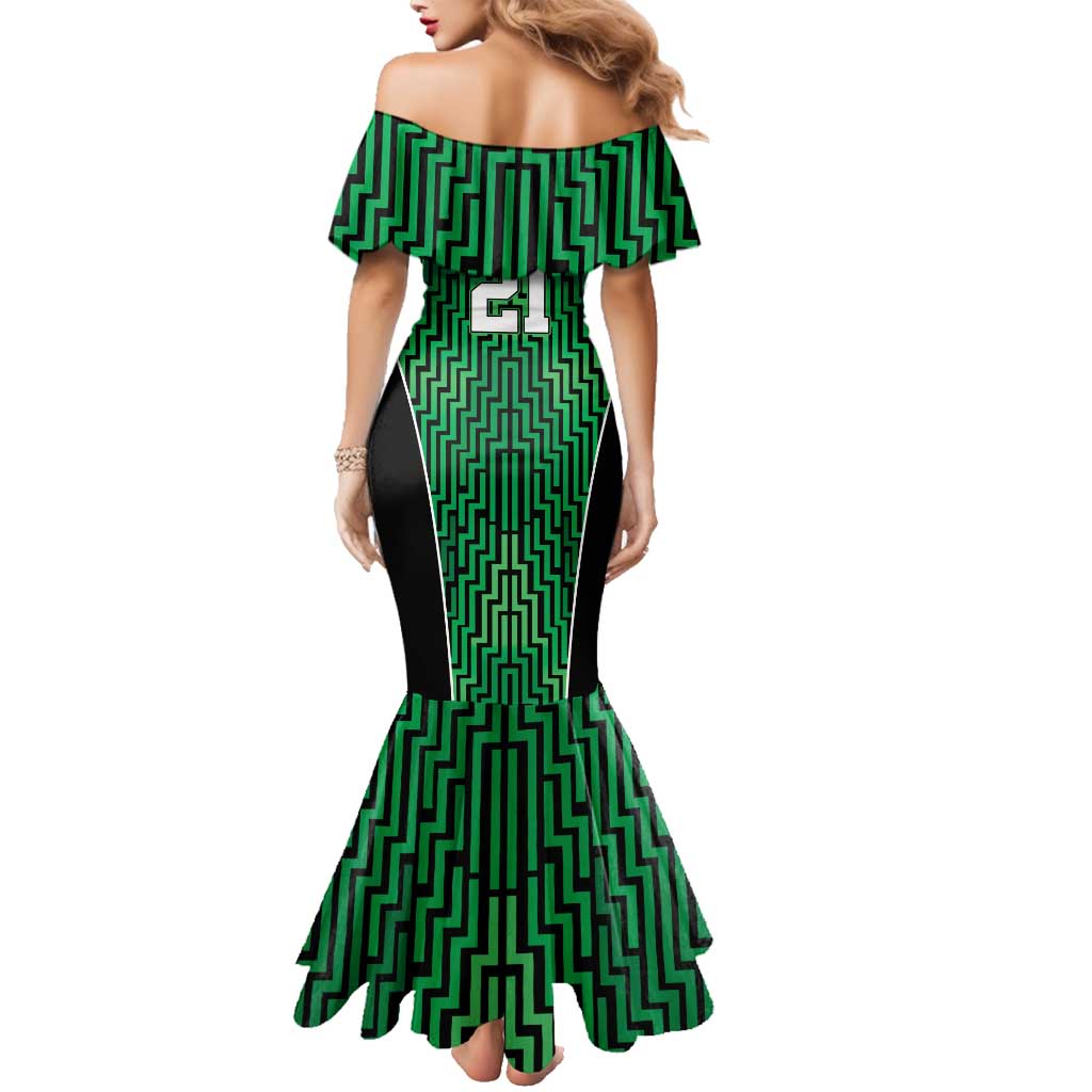 Custom Basketball New Zealand Family Matching Mermaid Dress and Hawaiian Shirt Green Maori Ta Moko Indigenous - Aussie Hoodie
