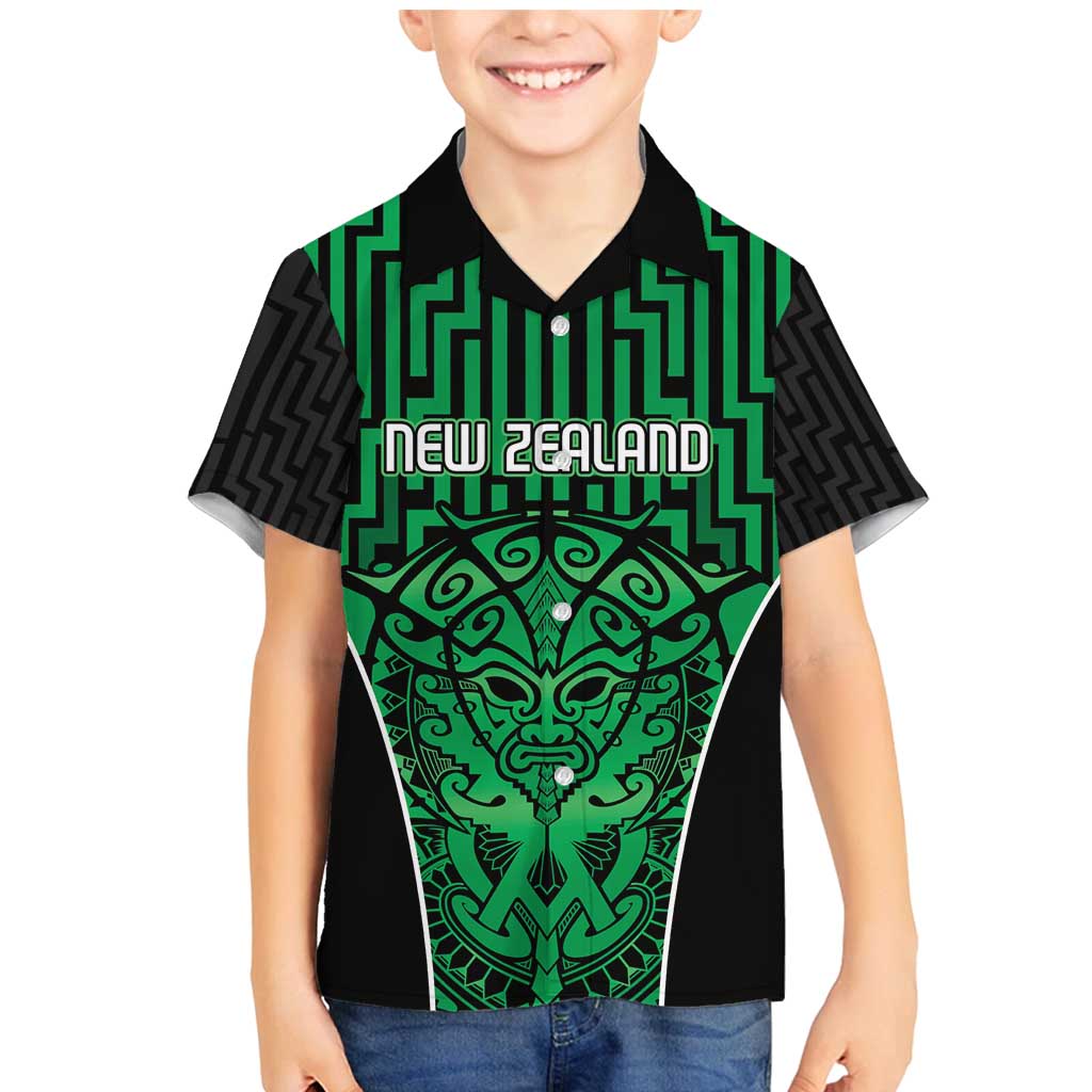 Custom Basketball New Zealand Family Matching Mermaid Dress and Hawaiian Shirt Green Maori Ta Moko Indigenous - Aussie Hoodie