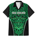 Custom Basketball New Zealand Family Matching Off The Shoulder Long Sleeve Dress and Hawaiian Shirt Green Maori Ta Moko Indigenous - Aussie Hoodie