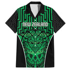 Custom Basketball New Zealand Family Matching Off The Shoulder Long Sleeve Dress and Hawaiian Shirt Green Maori Ta Moko Indigenous - Aussie Hoodie
