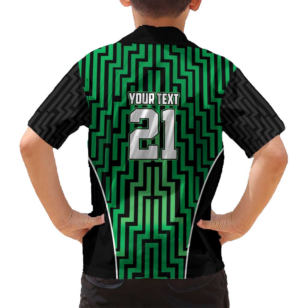 Custom Basketball New Zealand Family Matching Off Shoulder Maxi Dress and Hawaiian Shirt Green Maori Ta Moko Indigenous - Aussie Hoodie