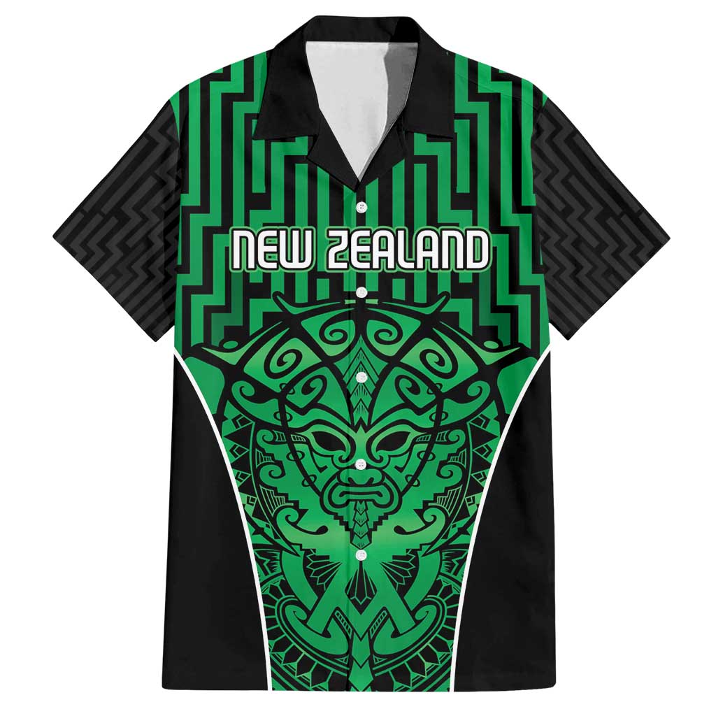 Custom Basketball New Zealand Family Matching Off Shoulder Maxi Dress and Hawaiian Shirt Green Maori Ta Moko Indigenous - Aussie Hoodie