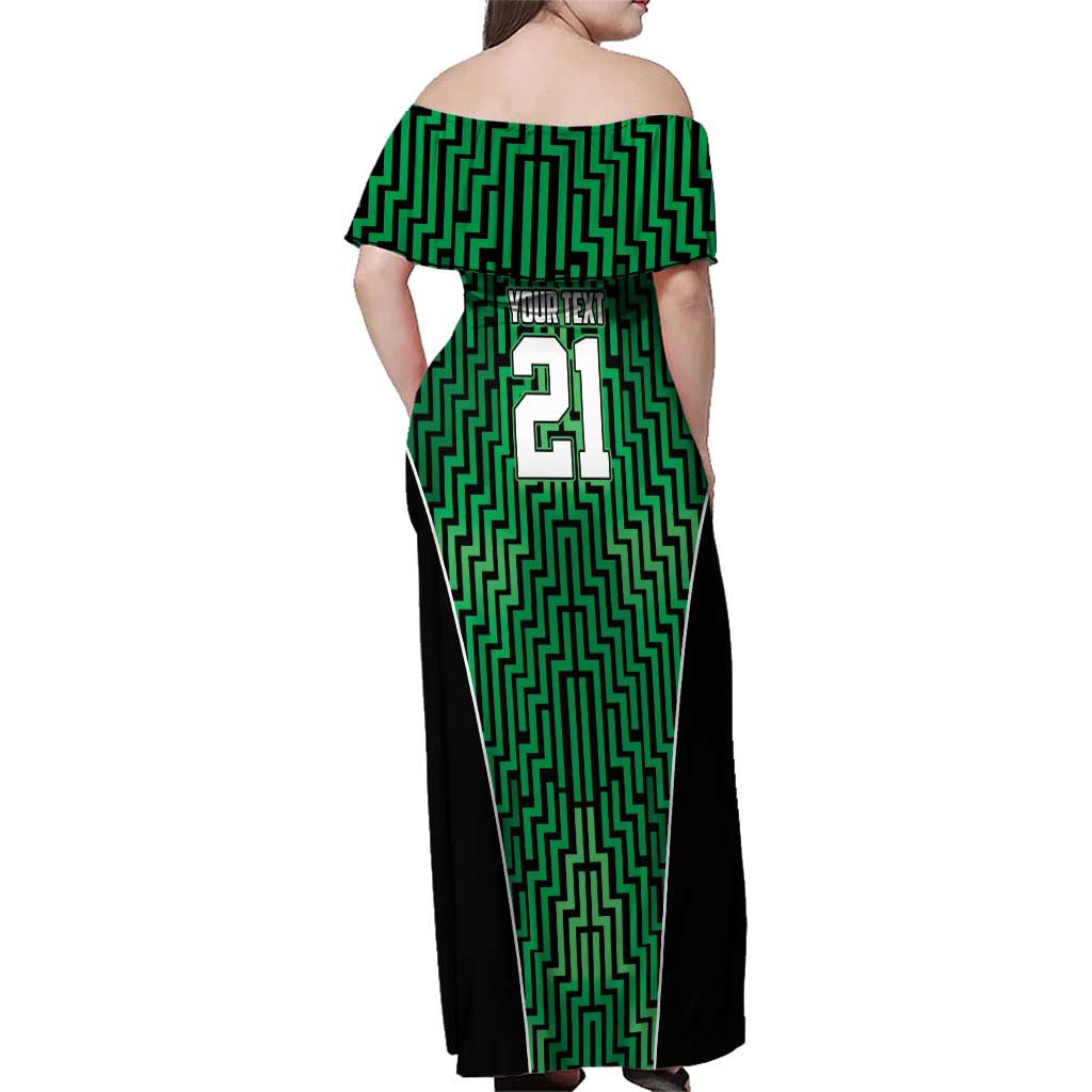 Custom Basketball New Zealand Family Matching Off Shoulder Maxi Dress and Hawaiian Shirt Green Maori Ta Moko Indigenous - Aussie Hoodie