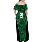 Custom Basketball New Zealand Family Matching Off Shoulder Maxi Dress and Hawaiian Shirt Green Maori Ta Moko Indigenous - Aussie Hoodie