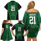 Custom Basketball New Zealand Family Matching Off Shoulder Short Dress and Hawaiian Shirt Green Maori Ta Moko Indigenous - Aussie Hoodie