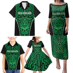 Custom Basketball New Zealand Family Matching Puletasi and Hawaiian Shirt Green Maori Ta Moko Indigenous - Aussie Hoodie