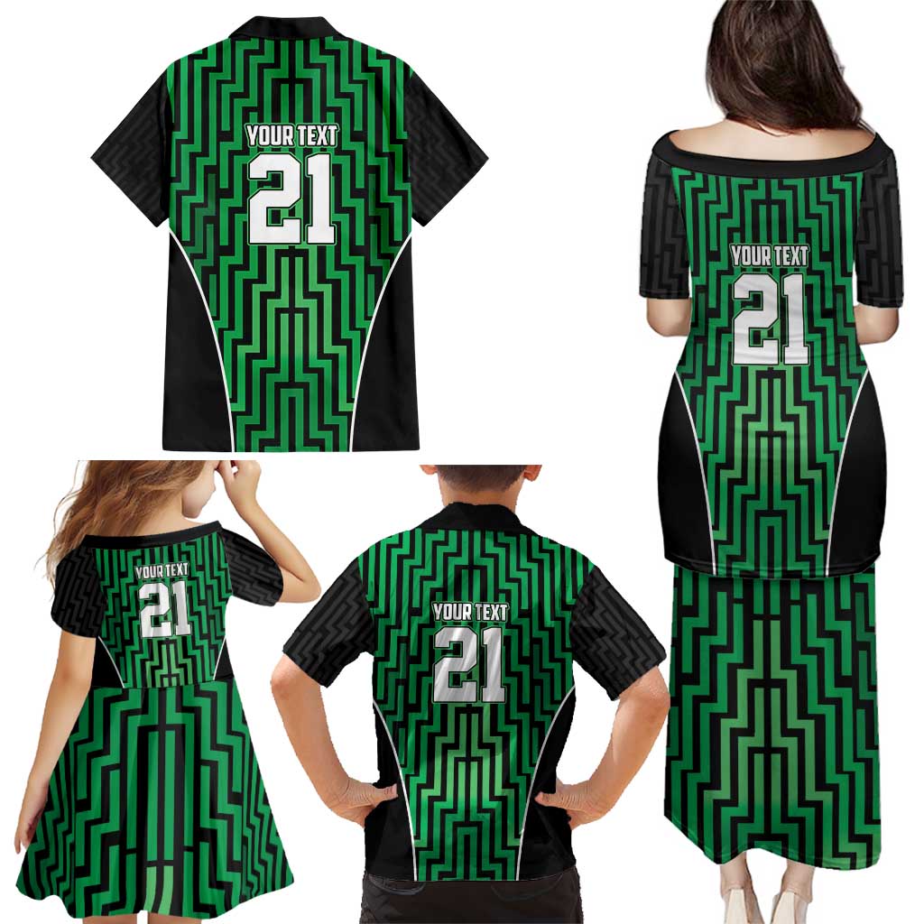 Custom Basketball New Zealand Family Matching Puletasi and Hawaiian Shirt Green Maori Ta Moko Indigenous - Aussie Hoodie
