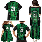 Custom Basketball New Zealand Family Matching Puletasi and Hawaiian Shirt Green Maori Ta Moko Indigenous - Aussie Hoodie