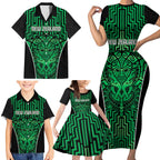 Custom Basketball New Zealand Family Matching Short Sleeve Bodycon Dress and Hawaiian Shirt Green Maori Ta Moko Indigenous - Aussie Hoodie