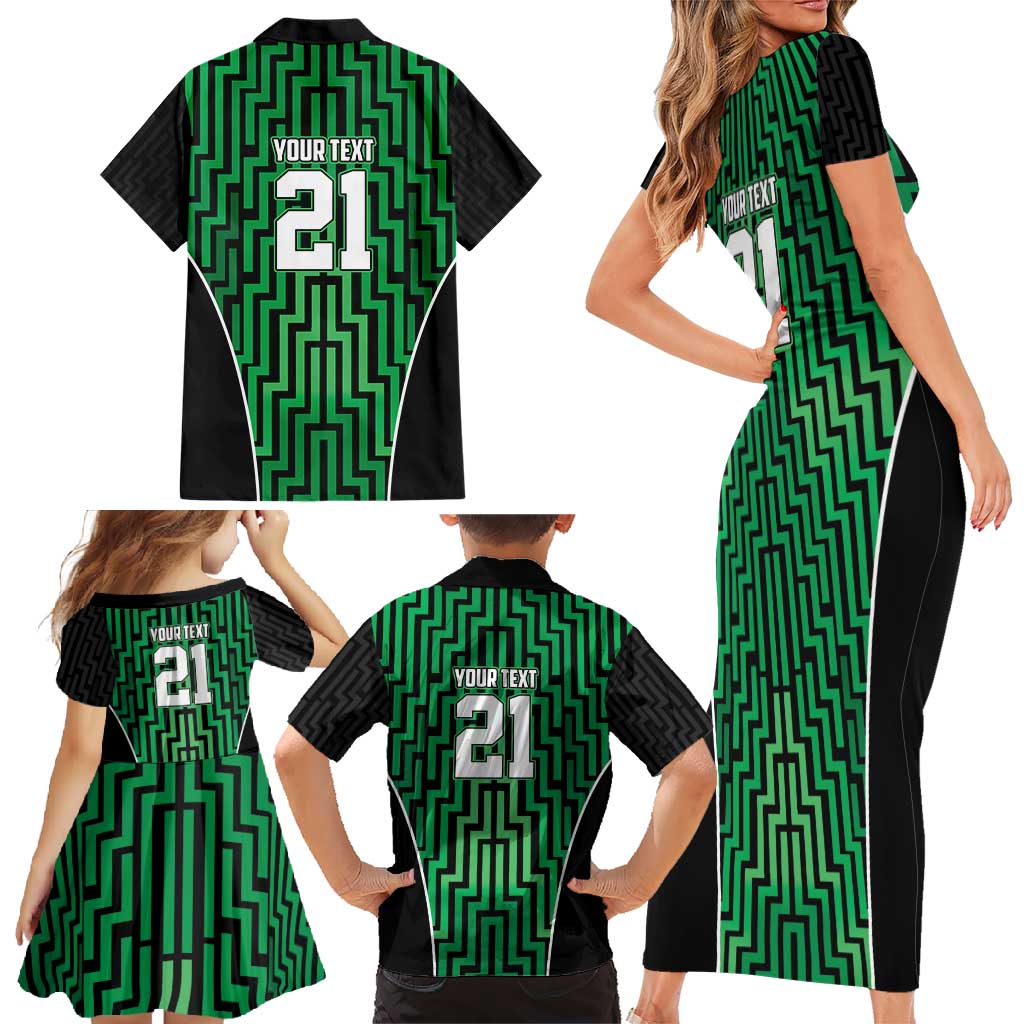 Custom Basketball New Zealand Family Matching Short Sleeve Bodycon Dress and Hawaiian Shirt Green Maori Ta Moko Indigenous - Aussie Hoodie