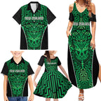 Custom Basketball New Zealand Family Matching Summer Maxi Dress and Hawaiian Shirt Green Maori Ta Moko Indigenous - Aussie Hoodie