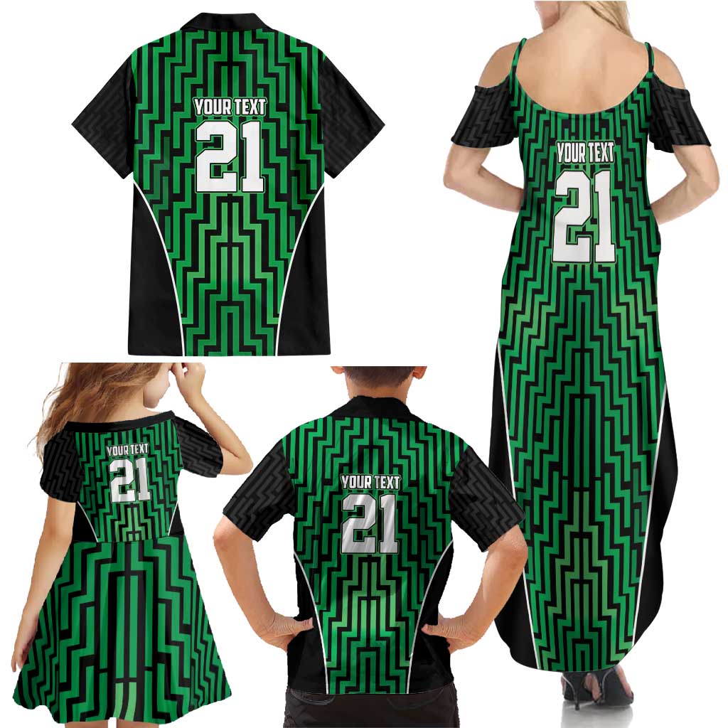 Custom Basketball New Zealand Family Matching Summer Maxi Dress and Hawaiian Shirt Green Maori Ta Moko Indigenous - Aussie Hoodie