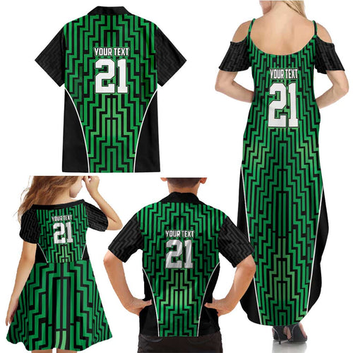 Custom Basketball New Zealand Family Matching Summer Maxi Dress and Hawaiian Shirt Green Maori Ta Moko Indigenous - Aussie Hoodie