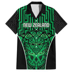 Custom Basketball New Zealand Family Matching Summer Maxi Dress and Hawaiian Shirt Green Maori Ta Moko Indigenous - Aussie Hoodie