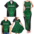 Custom Basketball New Zealand Family Matching Tank Maxi Dress and Hawaiian Shirt Green Maori Ta Moko Indigenous - Aussie Hoodie