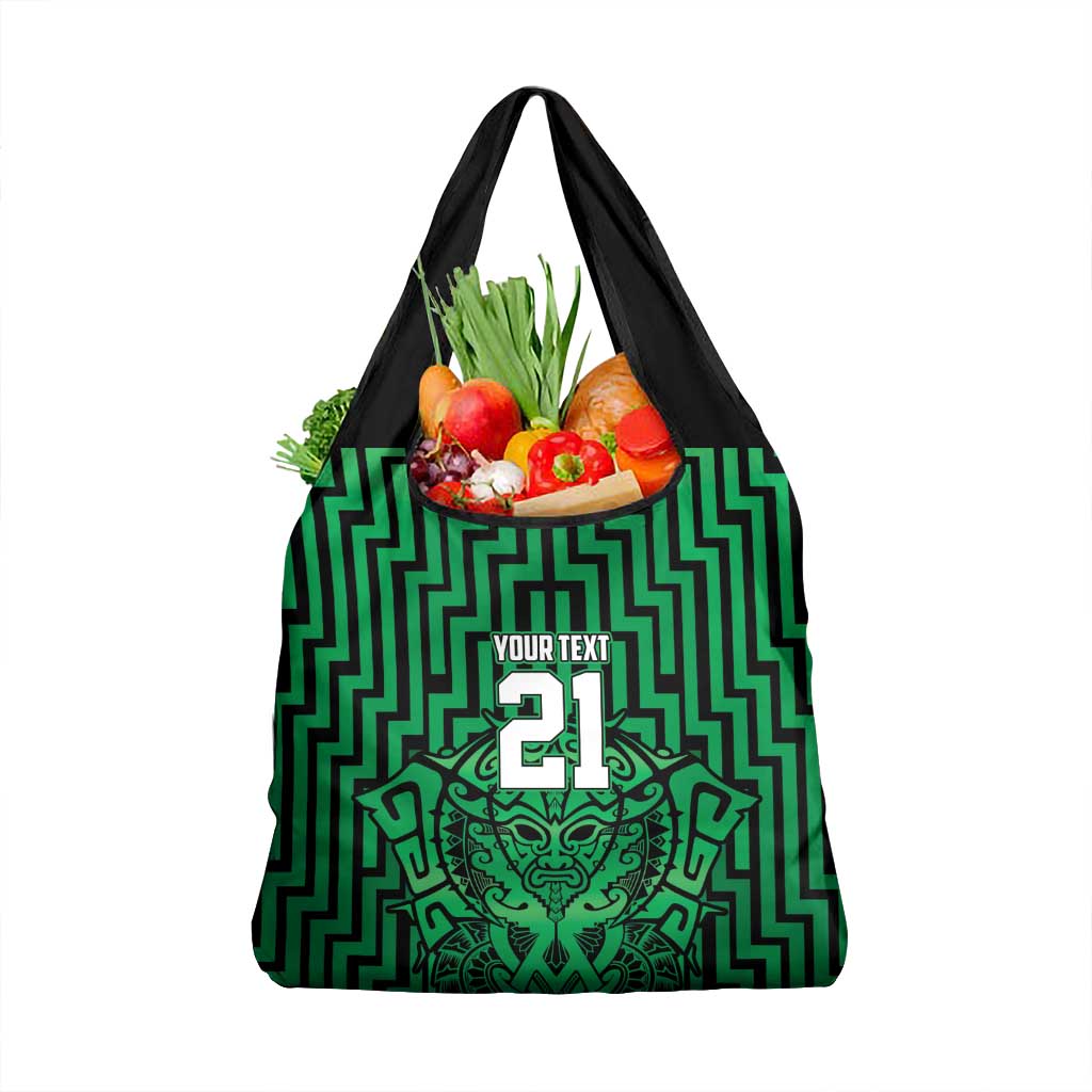 Custom Basketball New Zealand Grocery Bag Green Maori Ta Moko Indigenous - Aussie Hoodie