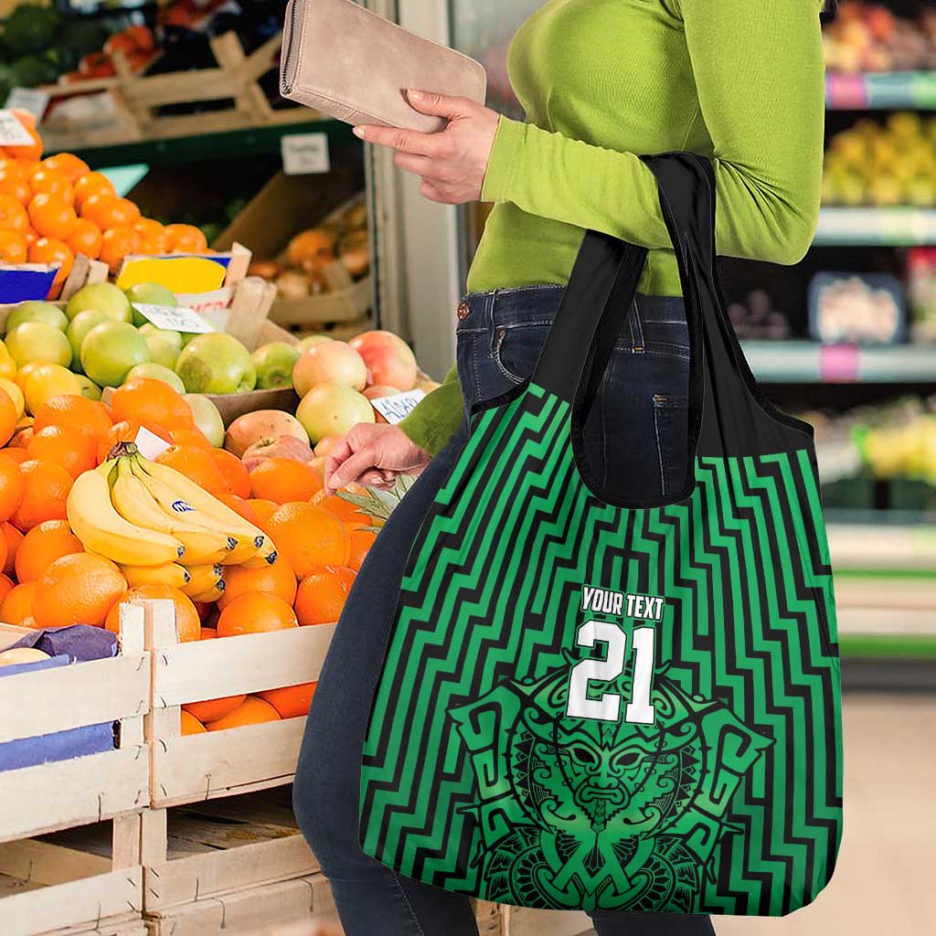Custom Basketball New Zealand Grocery Bag Green Maori Ta Moko Indigenous - Aussie Hoodie