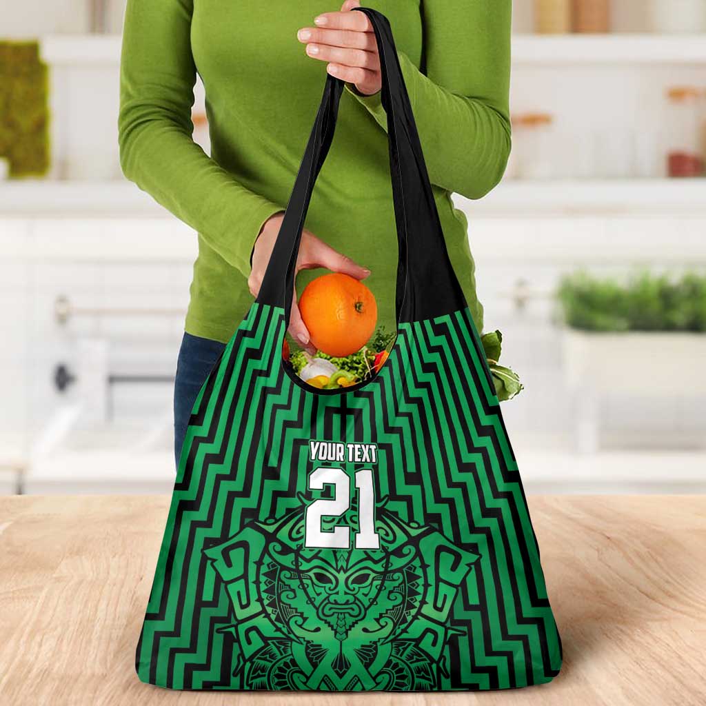 Custom Basketball New Zealand Grocery Bag Green Maori Ta Moko Indigenous - Aussie Hoodie