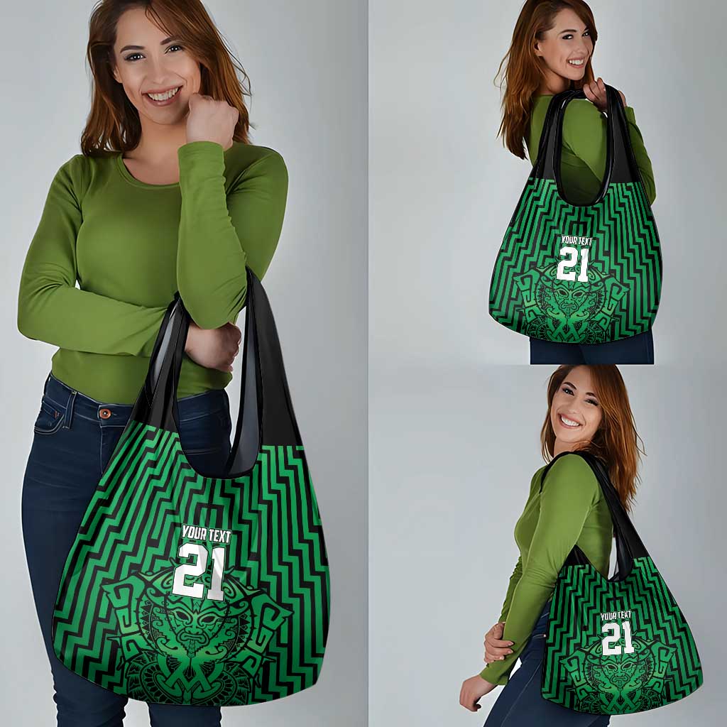 Custom Basketball New Zealand Grocery Bag Green Maori Ta Moko Indigenous - Aussie Hoodie