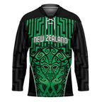 Custom Basketball New Zealand Hockey Jersey Green Maori Ta Moko Indigenous - Aussie Hoodie