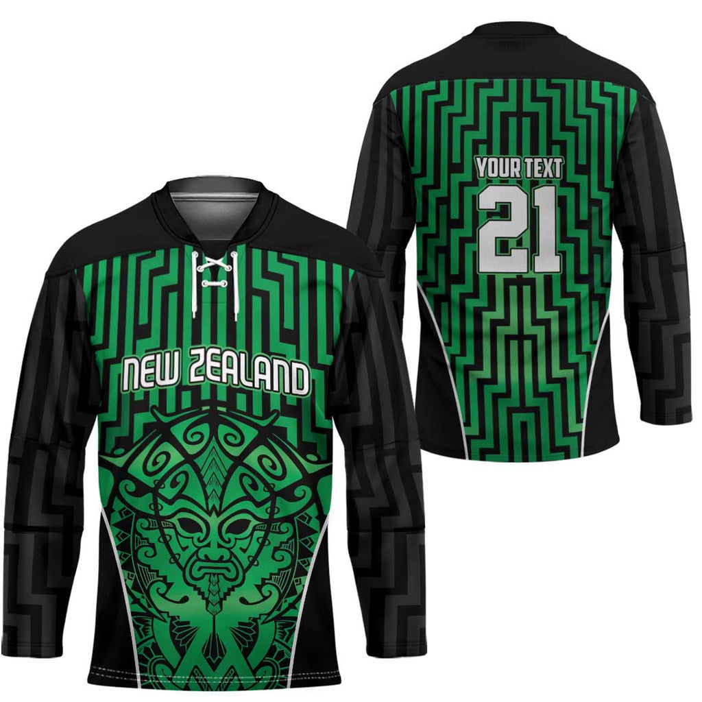 Custom Basketball New Zealand Hockey Jersey Green Maori Ta Moko Indigenous - Aussie Hoodie
