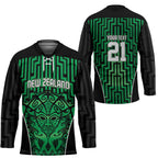 Custom Basketball New Zealand Hockey Jersey Green Maori Ta Moko Indigenous - Aussie Hoodie