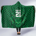Custom Basketball New Zealand Hooded Blanket Green Maori Ta Moko Indigenous - Aussie Hoodie