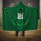 Custom Basketball New Zealand Hooded Blanket Green Maori Ta Moko Indigenous - Aussie Hoodie