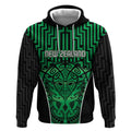 Custom Basketball New Zealand Hoodie Green Maori Ta Moko Indigenous - Aussie Hoodie