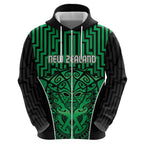 Custom Basketball New Zealand Hoodie Green Maori Ta Moko Indigenous - Aussie Hoodie
