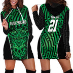 Custom Basketball New Zealand Hoodie Dress Green Maori Ta Moko Indigenous - Aussie Hoodie