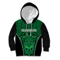 Custom Basketball New Zealand Kid Hoodie Green Maori Ta Moko Indigenous - Aussie Hoodie