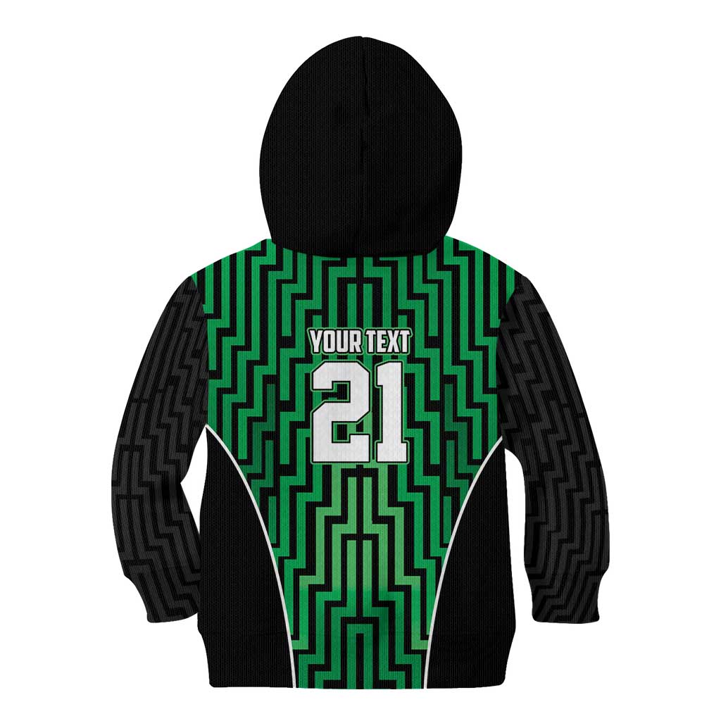 Custom Basketball New Zealand Kid Hoodie Green Maori Ta Moko Indigenous - Aussie Hoodie