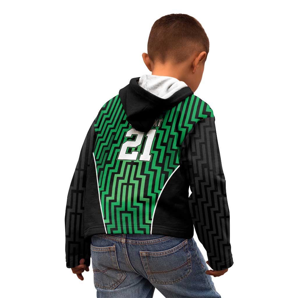 Custom Basketball New Zealand Kid Hoodie Green Maori Ta Moko Indigenous - Aussie Hoodie